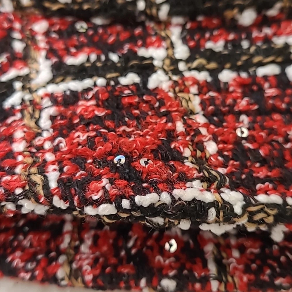 NEW Red Bucket Hat Sequins Plaid Red Black White Tweed Wonderly Women's One Size - Picture 2 of 10